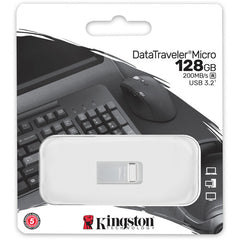 Kingston DataTraveler Micro 128GB USB Flash Drive | Ultra-Small Premium Metal Design | USB 3.2 Gen 1 (DTMC3G2/128GB)